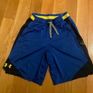 Under Armour Blue and Yellow Boys HeatGear Shorts